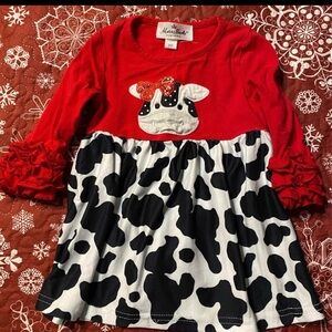 Marie Nicole Baby Girl Dress with Cow Detail